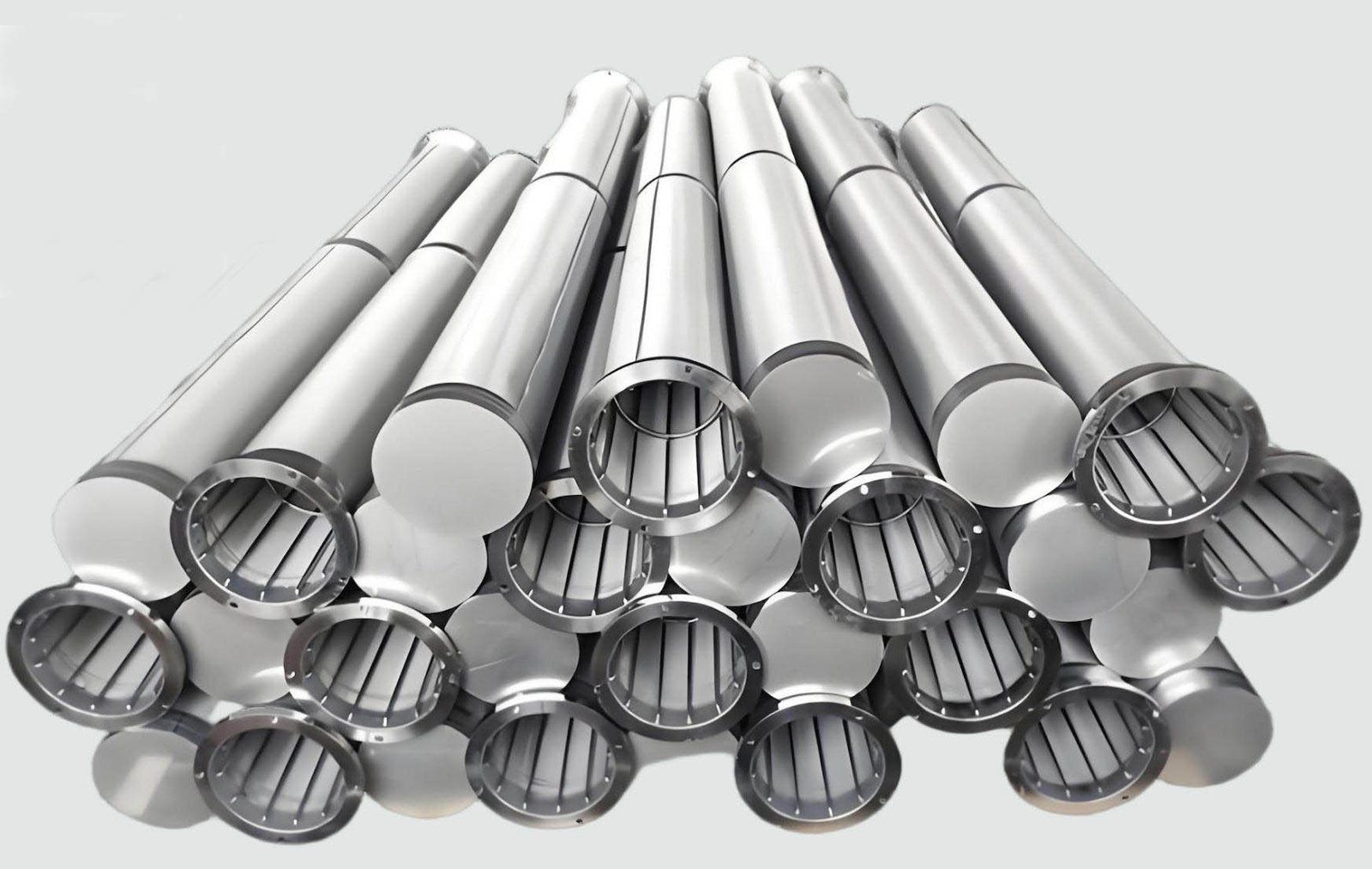 Factory image of finished metal fiber filter elements