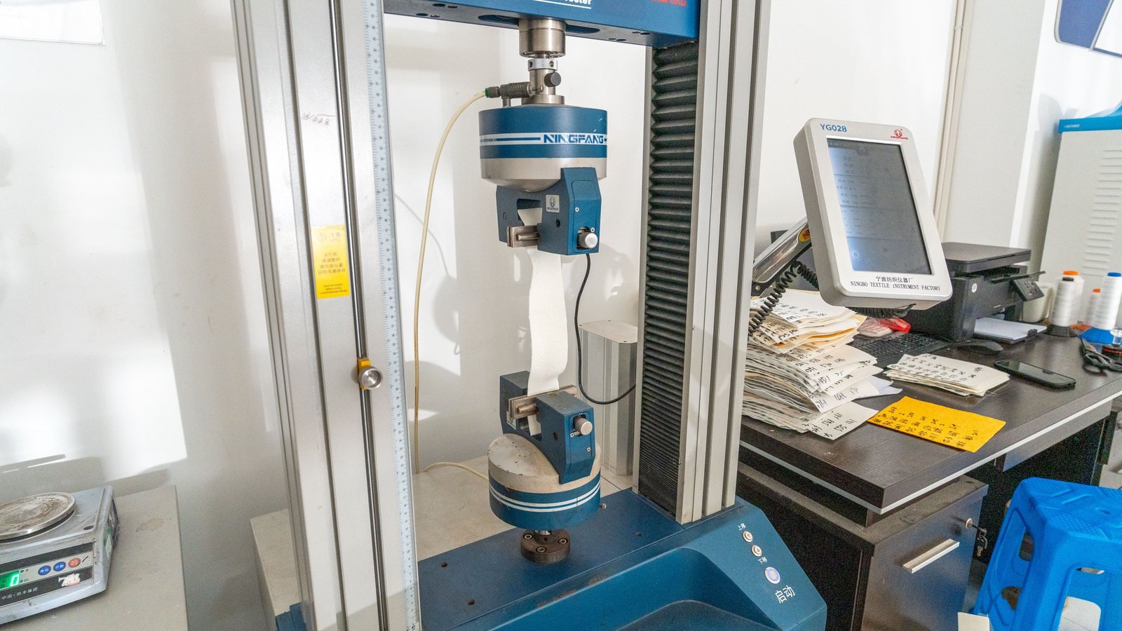 Fabric strength testing equipment for needle felt filter media