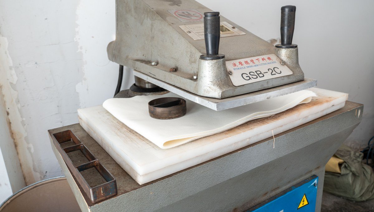 Laboratory checks for P84 needle felt weight, strength and permeability.