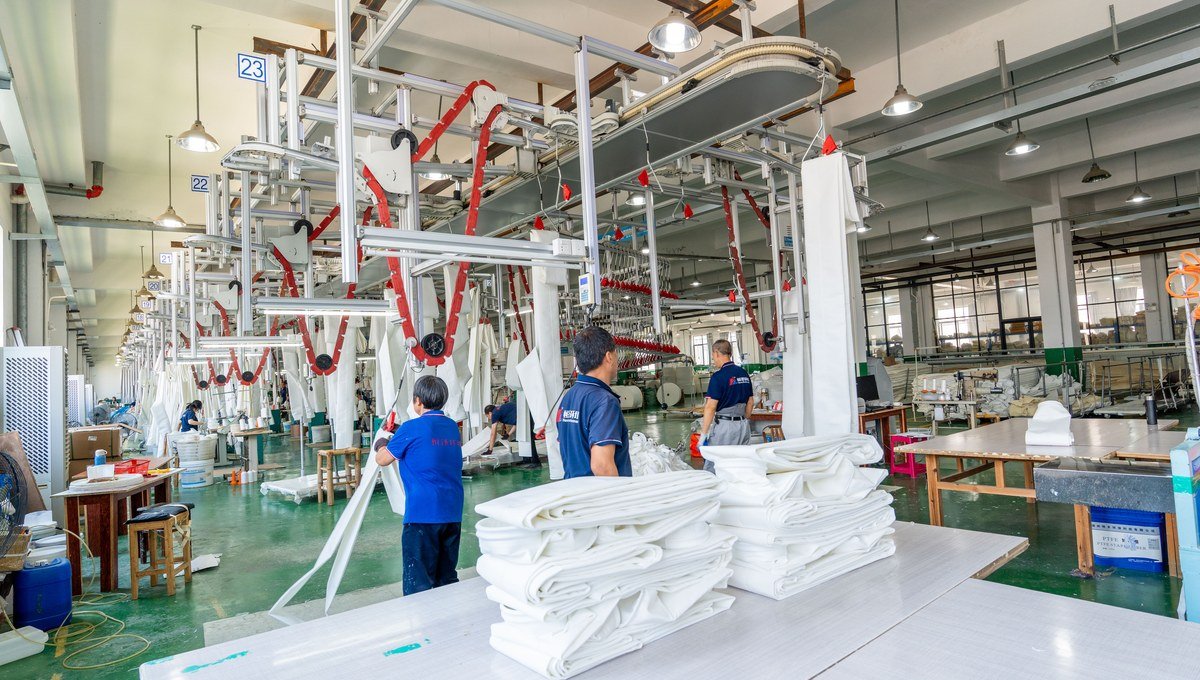 PTFE filter bags are sewn to the confirmed diameter, length and top construction.