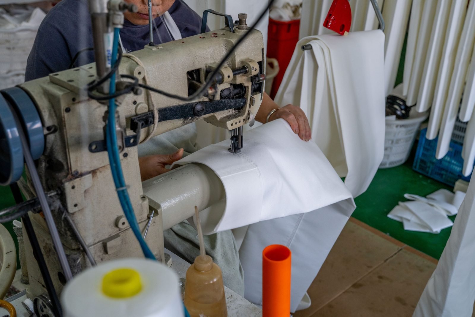 Seam sewing detail reviewed for replacement bag construction.