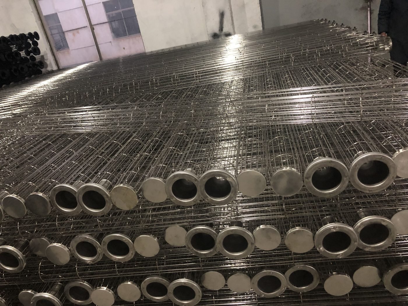 Welded filter cage frames before final inspection
